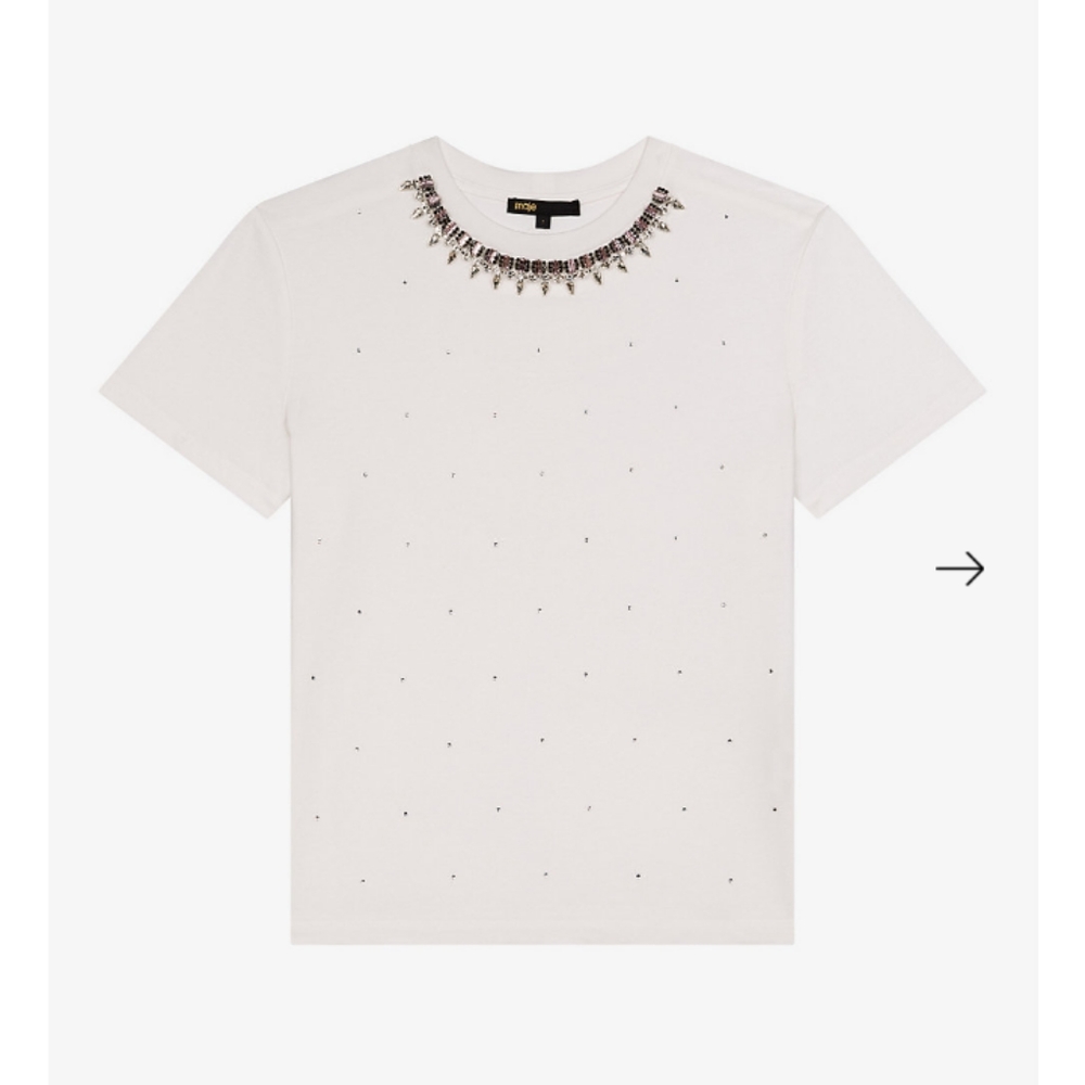 Maje embellished organic cotton embellished tee size 3, M/L NWT